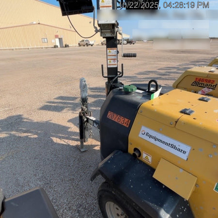 2022 Allmand NLV3GR (4) LED Light Fixture 350W, 23' Vertical Mast, 3kW Prime, Towable, Deep Sea L401, Leveling Jacks, Yanmar T4F 5.8hp