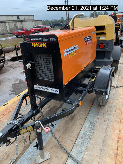 2021 Lincoln Electric Vantage 322 Vantage 322 Ready Pak 3 w/ Telematics & Decals, ORANGE (includes trailer, cable rack, fender light kit)