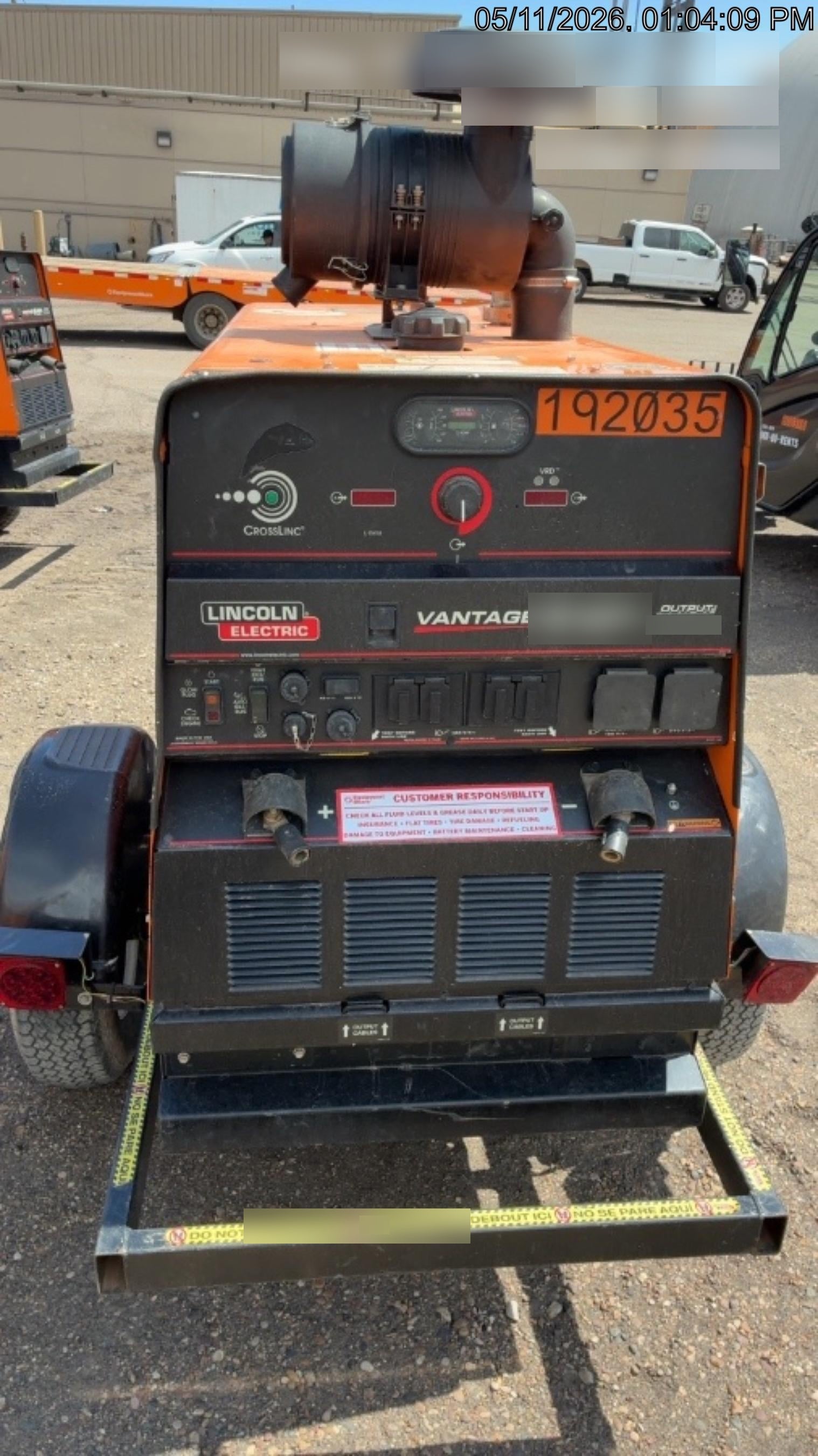 2021 Lincoln Electric Vantage 549X Ready Pak 3, ORANGE (includes trailer, cable rack, fender light kit)