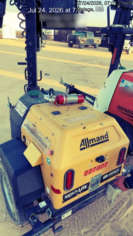 2022 Allmand NLV3GR (4) LED Light Fixture 350W, 23' Vertical Mast, 3kW Prime, Towable, Deep Sea L401, Leveling Jacks, Yanmar T4F 5.8hp