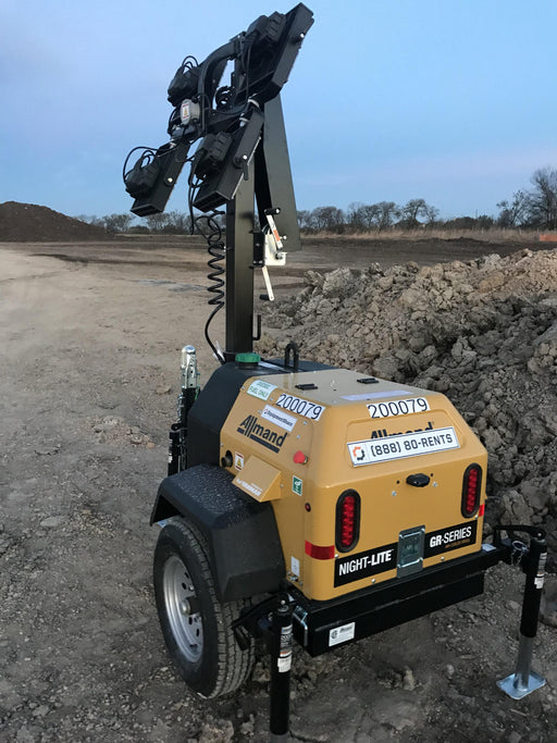 2022 Allmand NLV3GR (4) LED Light Fixture 350W, 23' Vertical Mast, 3kW Prime, Towable, Deep Sea L401, Leveling Jacks, Yanmar T4F 5.8hp