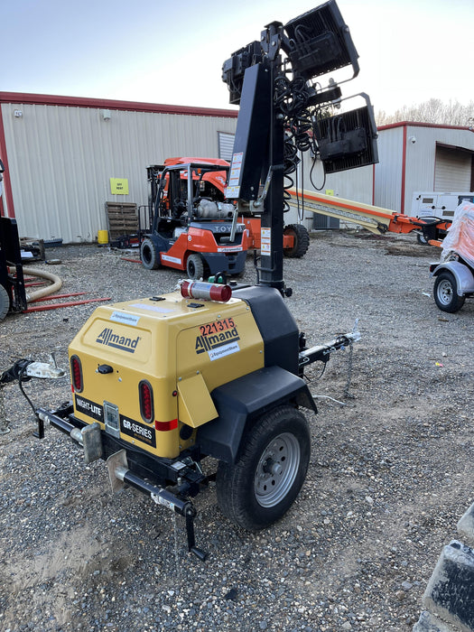 2022 Allmand NLV3GR (4) LED Light Fixture 350W, 23' Vertical Mast, 3kW Prime, Towable, Deep Sea L401, Leveling Jacks, Yanmar T4F 5.8hp