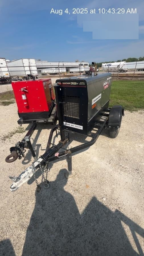 2019 Lincoln Electric Vantage 322 Welder Ready-Pak 3, Two wheel trailer, Fender and Light kit, Cable Rack
