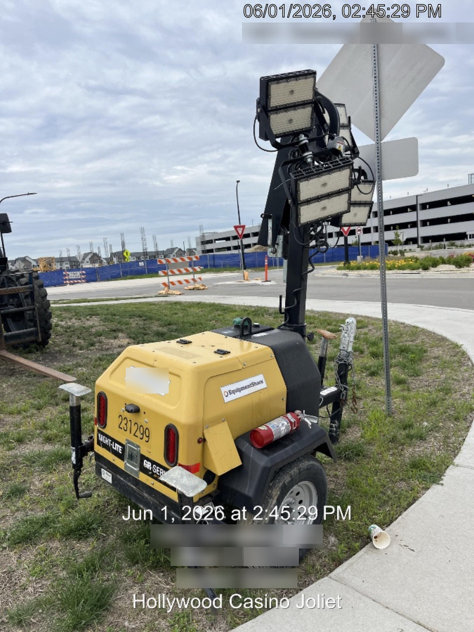 2022 Allmand NLV3GR (4) LED Light Fixture 350W, 23' Vertical Mast, 3kW Prime, Towable, Deep Sea L401, Leveling Jacks, Yanmar T4F 5.8hp