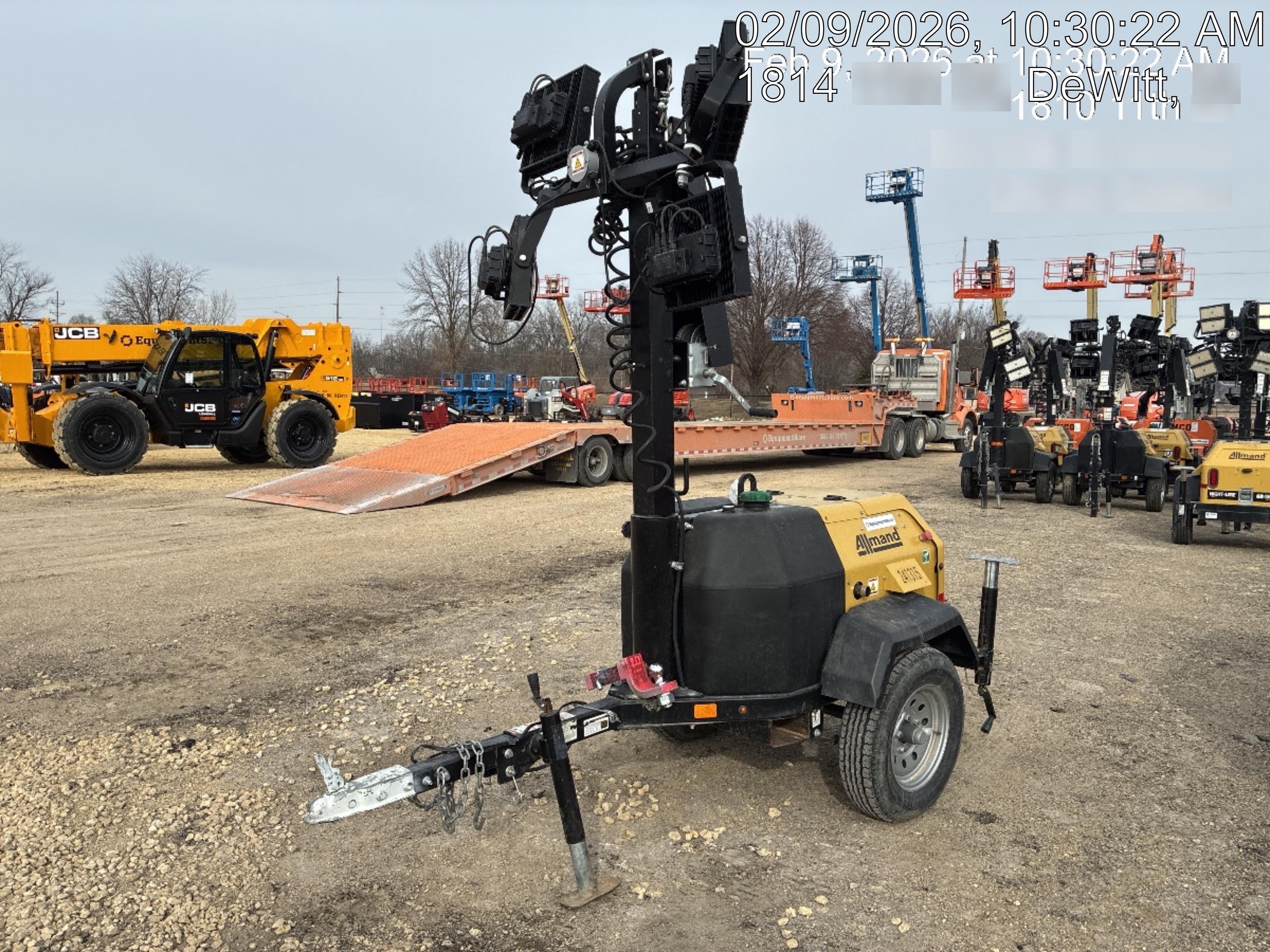 2022 Allmand NLV3GR (4) LED Light Fixture 350W, 23' Vertical Mast, 3kW Prime, Towable, Deep Sea L401, Leveling Jacks, Yanmar T4F 5.8hp