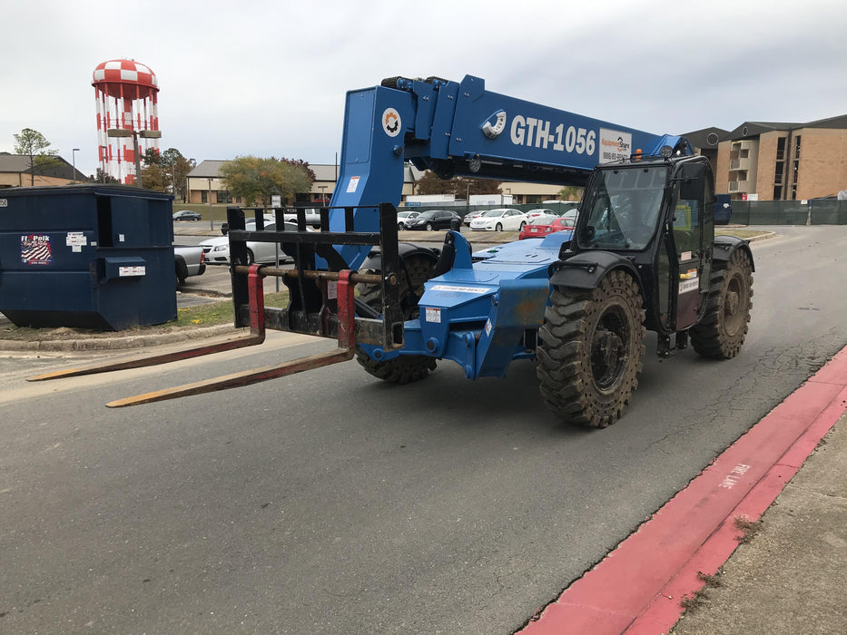 2019 Genie GTH-1056 Cab/Heat/AC, Solid RT Tires, LED Work Lights, Beacon 60" QA Carriage, 60" Forks