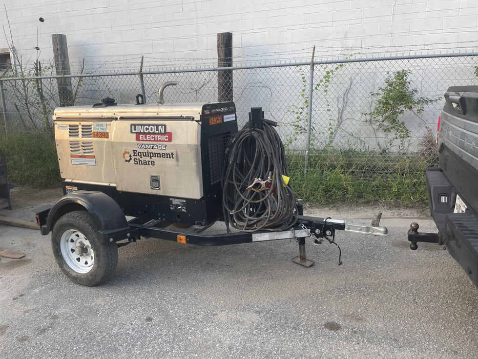 2019 Lincoln Electric Vantage 322 Welder Ready-Pak 3, Two wheel trailer, Fender and Light kit, Cable Rack