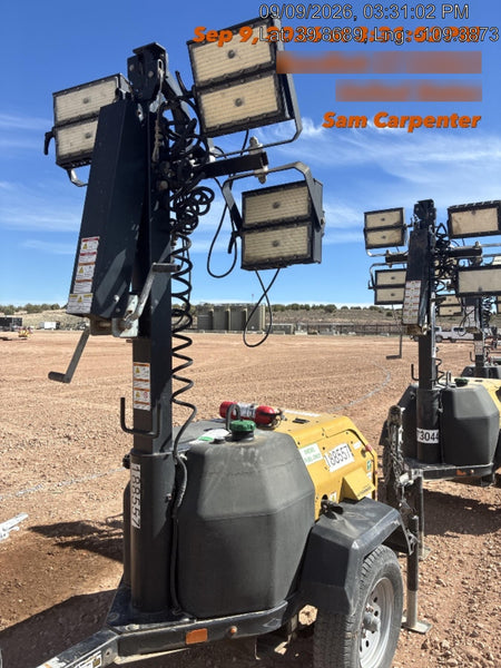 Allmand NLV3GR (4) LED Light Fixture 350W, 23' Vertical Mast, 3kW Prime, Towable, Deep Sea L401, Leveling Jacks, Yanmar T4F 5.8hp