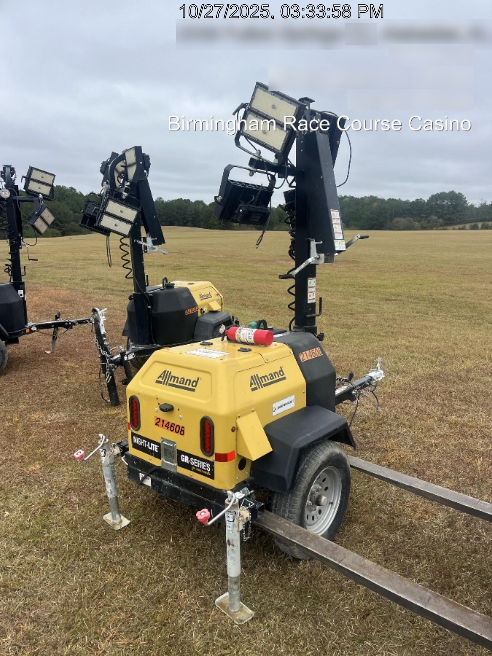2022 Allmand NLV3GR (4) LED Light Fixture 350W, 23' Vertical Mast, 3kW Prime, Towable, Deep Sea L401, Leveling Jacks, Yanmar T4F 5.8hp