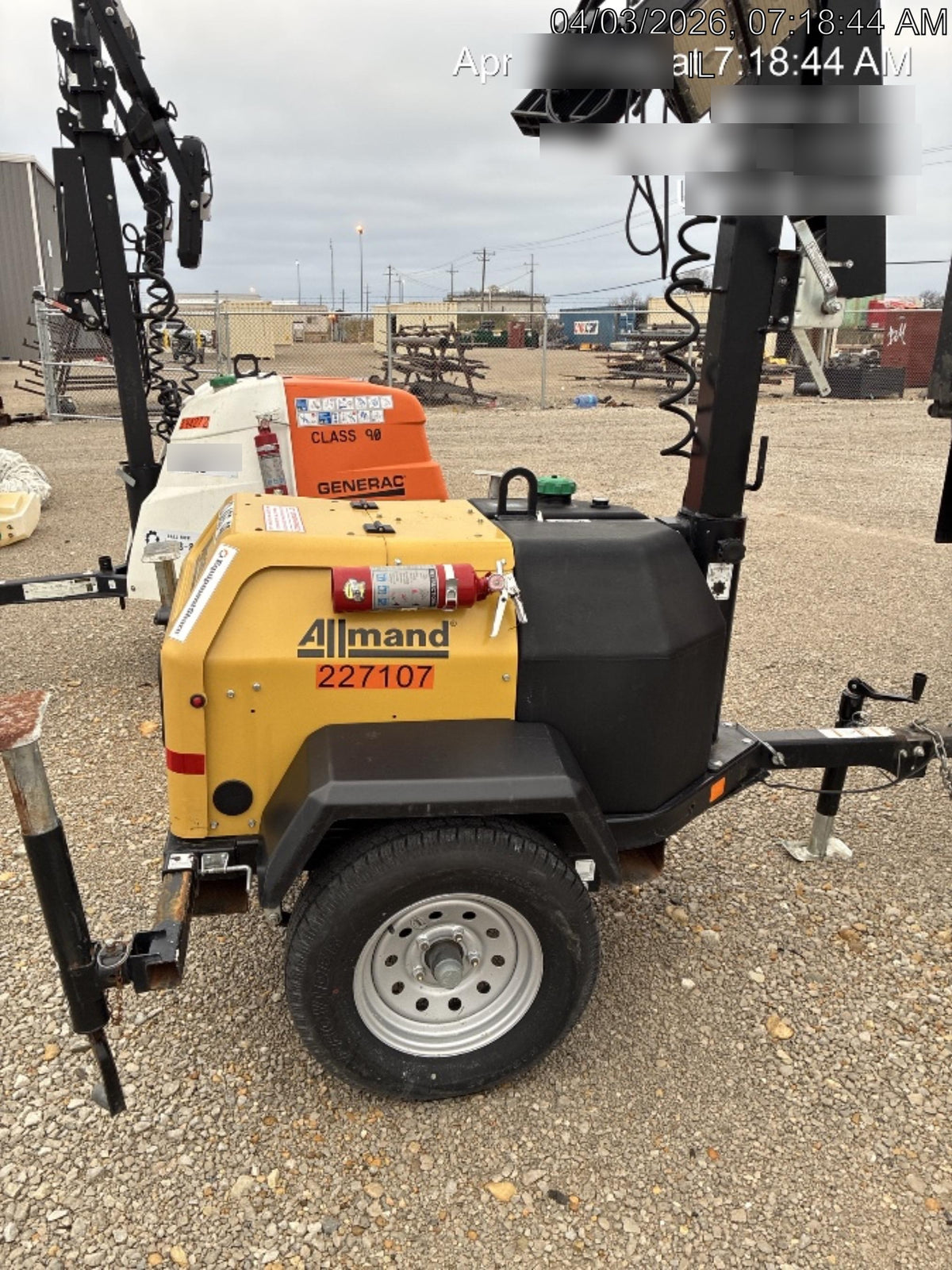 2022 Allmand NLV3GR (4) LED Light Fixture 350W, 23' Vertical Mast, 3kW Prime, Towable, Deep Sea L401, Leveling Jacks, Yanmar T4F 5.8hp