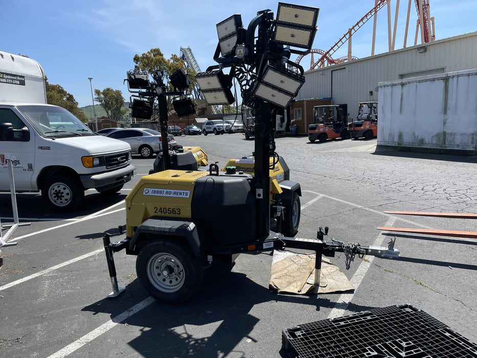 2022 Allmand NLV3GR (4) LED Light Fixture 350W, 23' Vertical Mast, 3kW Prime, Towable, Deep Sea L401, Leveling Jacks, Yanmar T4F 5.8hp