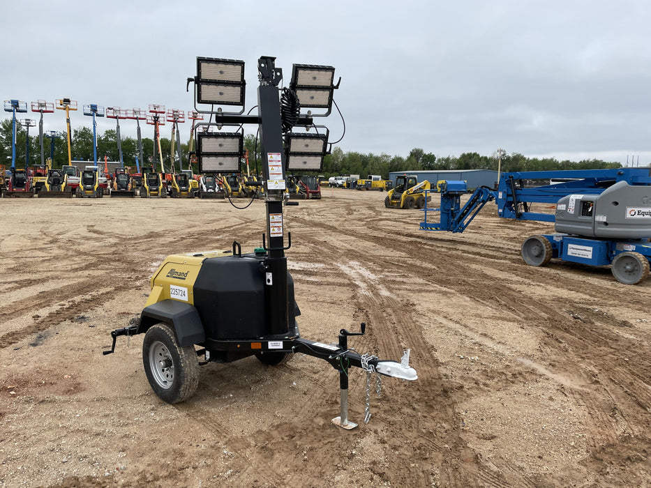 2022 Allmand NLV3GR (4) LED Light Fixture 350W, 23' Vertical Mast, 3kW Prime, Towable, Deep Sea L401, Leveling Jacks, Yanmar T4F 5.8hp