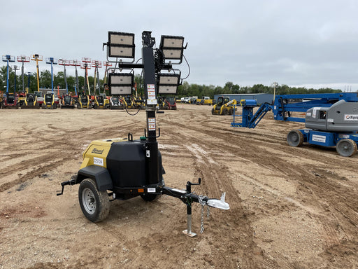 2022 Allmand NLV3GR (4) LED Light Fixture 350W, 23' Vertical Mast, 3kW Prime, Towable, Deep Sea L401, Leveling Jacks, Yanmar T4F 5.8hp