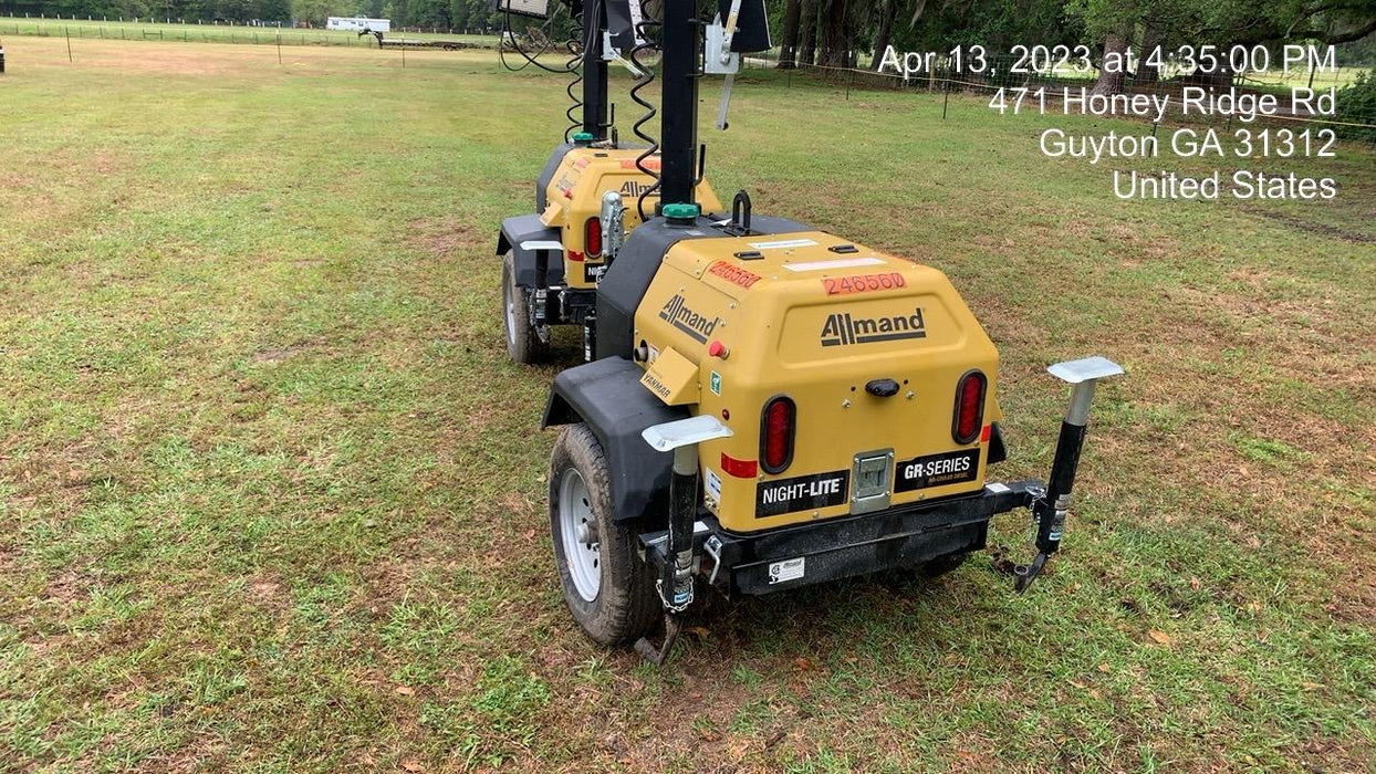 2022 Allmand NLV3GR (4) LED Light Fixture 350W, 23' Vertical Mast, 3kW Prime, Towable