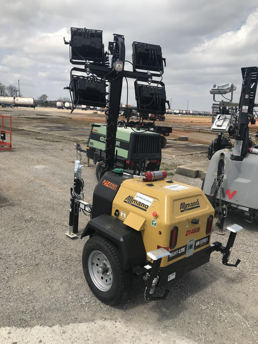 2022 Allmand NLV3GR (4) LED Light Fixture 350W, 23' Vertical Mast, 3kW Prime, Towable, Deep Sea L401, Leveling Jacks, Yanmar T4F 5.8hp