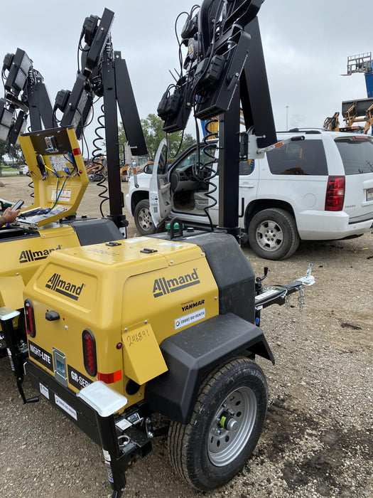 2022 Allmand NLV3GR (4) LED Light Fixture 350W, 23' Vertical Mast, 3kW Prime, Towable, ES Decals, T3