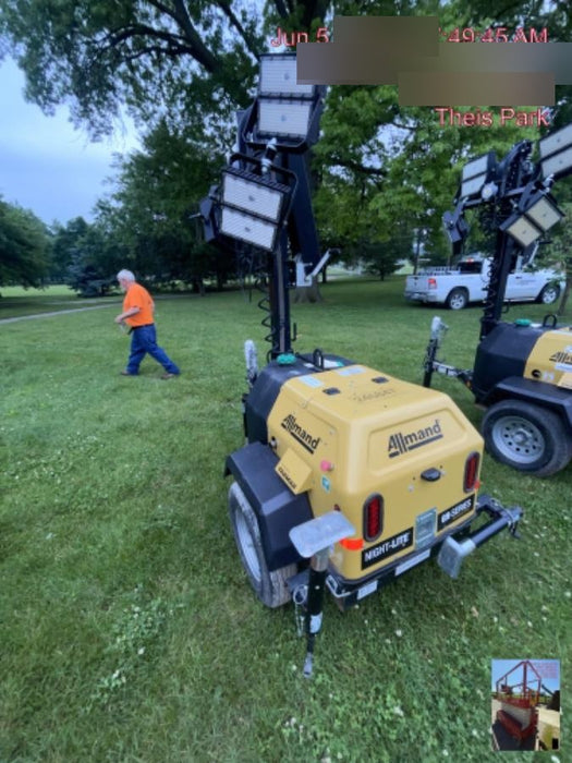 2022 Allmand NLV3GR (4) LED Light Fixture 350W, 23' Vertical Mast, 3kW Prime, Towable, ES Decals, T3