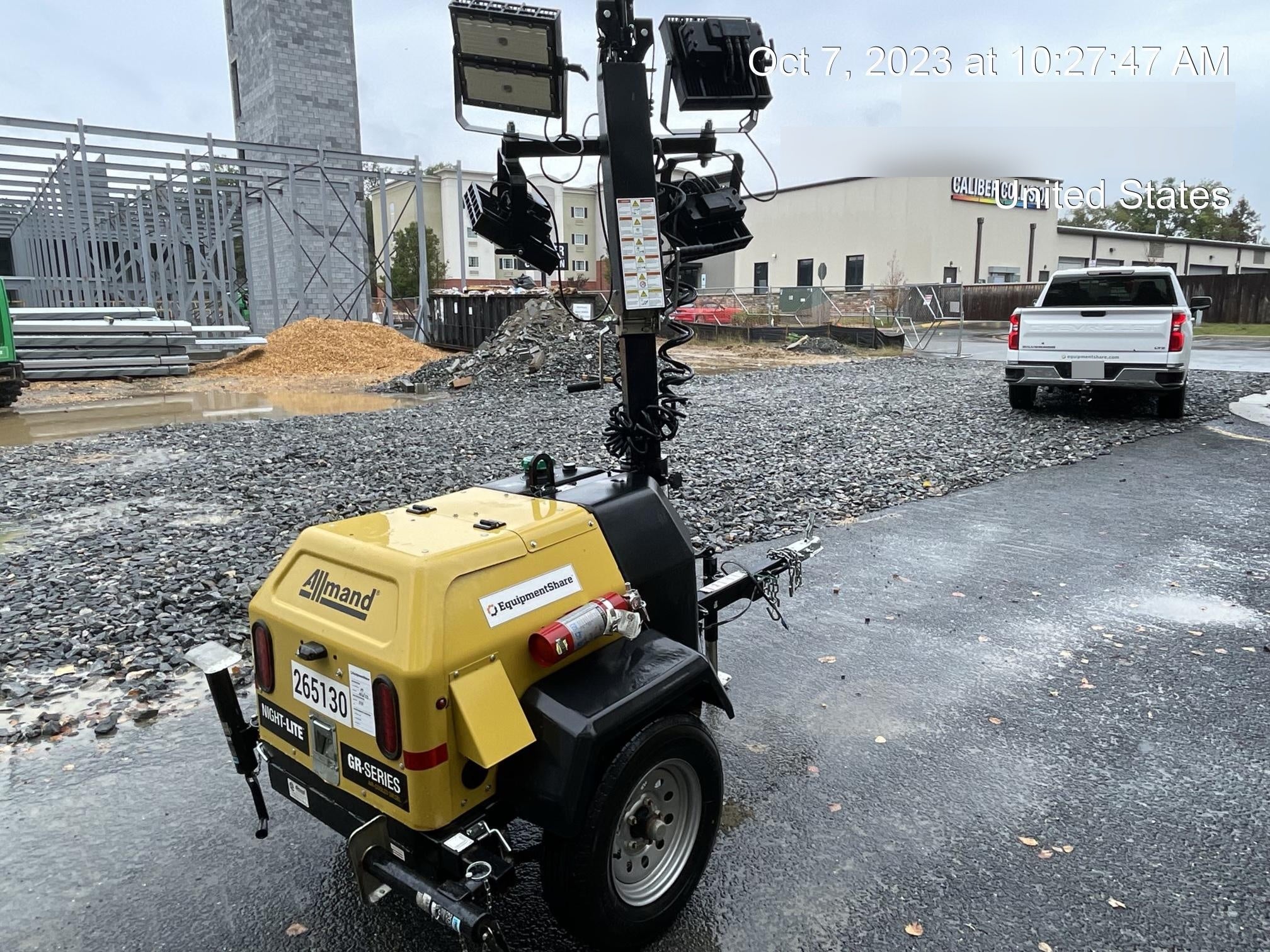 2022 Allmand NLV3GR (4) LED Light Fixture 350W, 23' Vertical Mast, 3kW Prime, Towable, ES Decals, T3