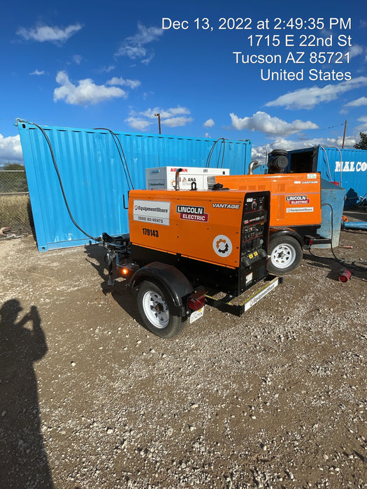 2021 Lincoln Electric Vantage 322 Vantage 322 Ready Pak 3 w/ Decals, ORANGE (includes trailer, cable rack, fender light kit) NO Telematics