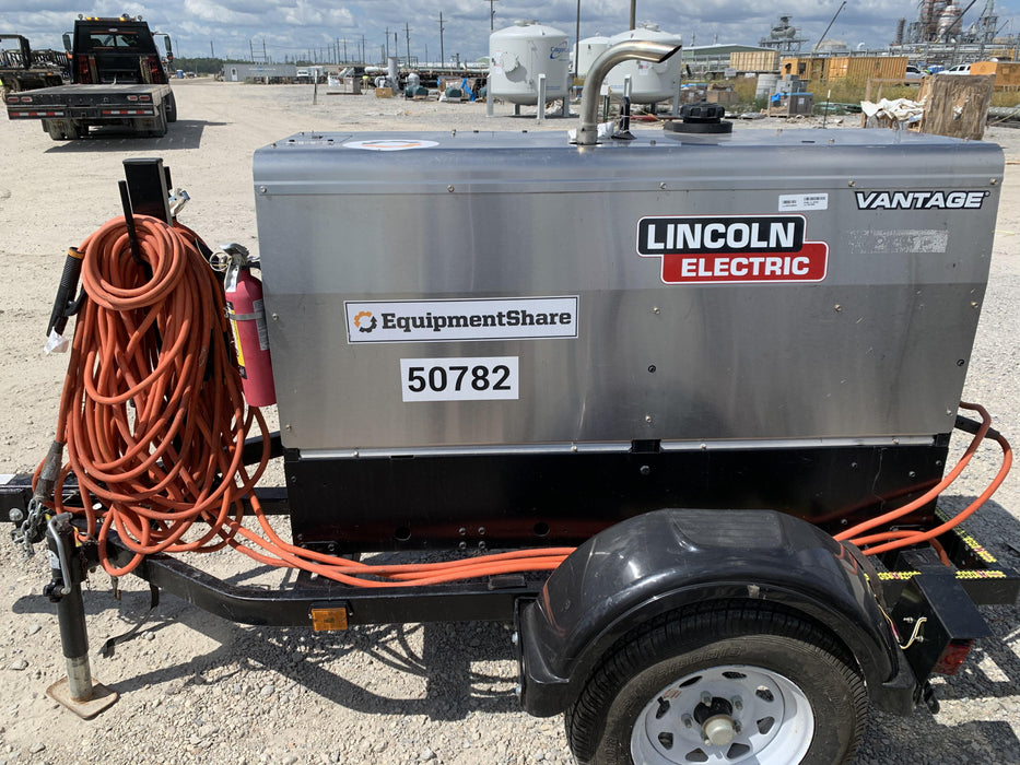 2019 Lincoln Electric Vantage 322 Welder Ready-Pak 3, Two wheel trailer, Fender and Light kit, Cable Rack