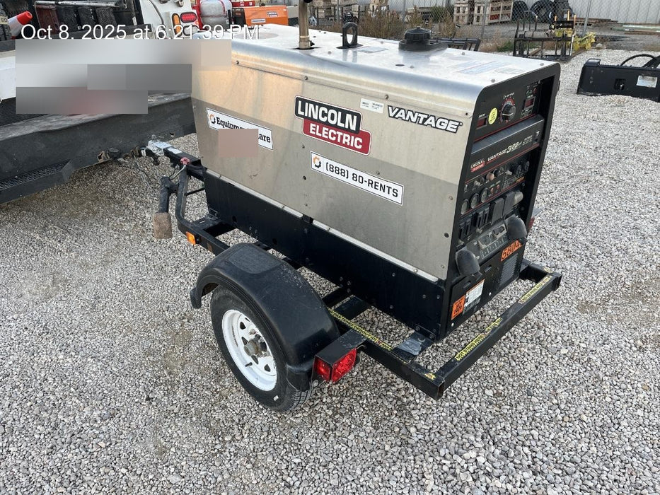2019 Lincoln Electric Vantage 322 Welder Ready-Pak 3, Two wheel trailer, Fender and Light kit, Cable Rack