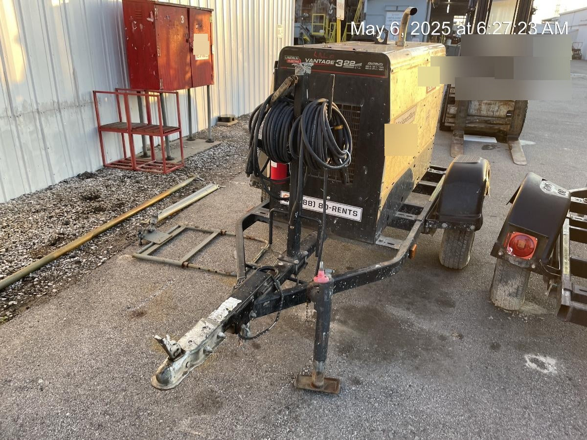 2019 Lincoln Electric Vantage 322 Welder Ready-Pak 3, Two wheel trailer, Fender and Light kit, Cable Rack