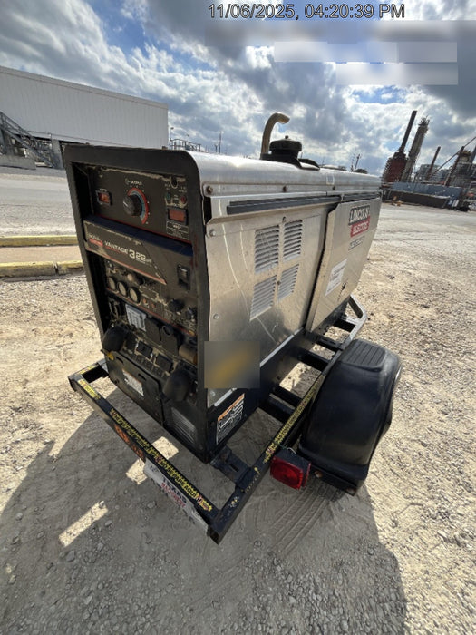 2019 Lincoln Electric Vantage 322 Welder Ready-Pak 3, Two wheel trailer, Fender and Light kit, Cable Rack