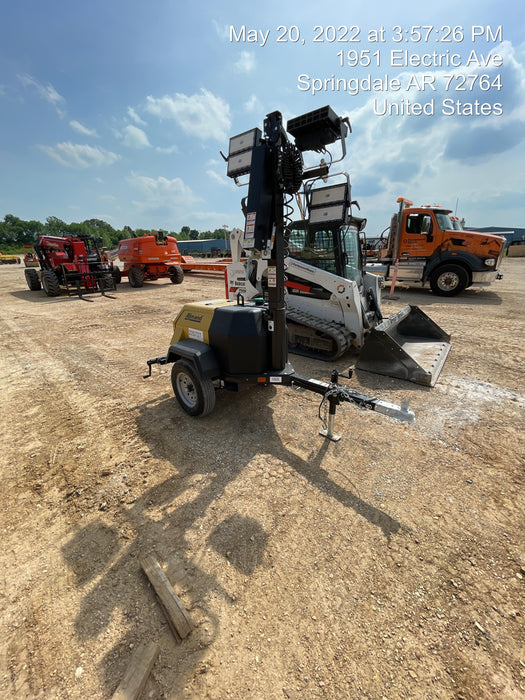 2022 Allmand NLV3GR (4) LED Light Fixture 350W, 23' Vertical Mast, 3kW Prime, Towable, Deep Sea L401, Leveling Jacks, Yanmar T4F 5.8hp