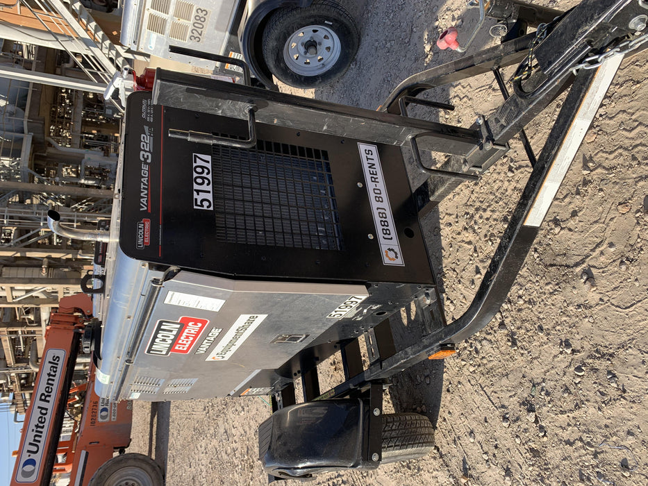 2019 Lincoln Electric Vantage 322 Welder Ready-Pak 3, Two wheel trailer, Fender and Light kit, Cable Rack