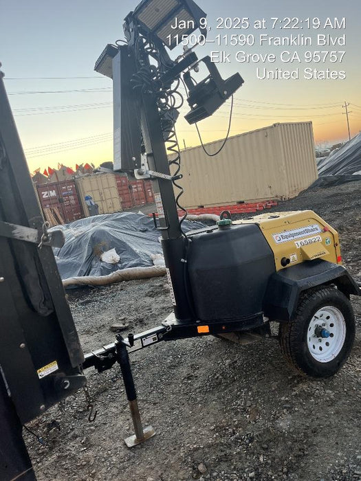 2021 Allmand NLV3GR (4) LED Light Fixture 350W, 23' Vertical Mast, 3kW Prime, Towable, Deep Sea L401, Leveling Jacks, Yanmar T4F 5.8hp