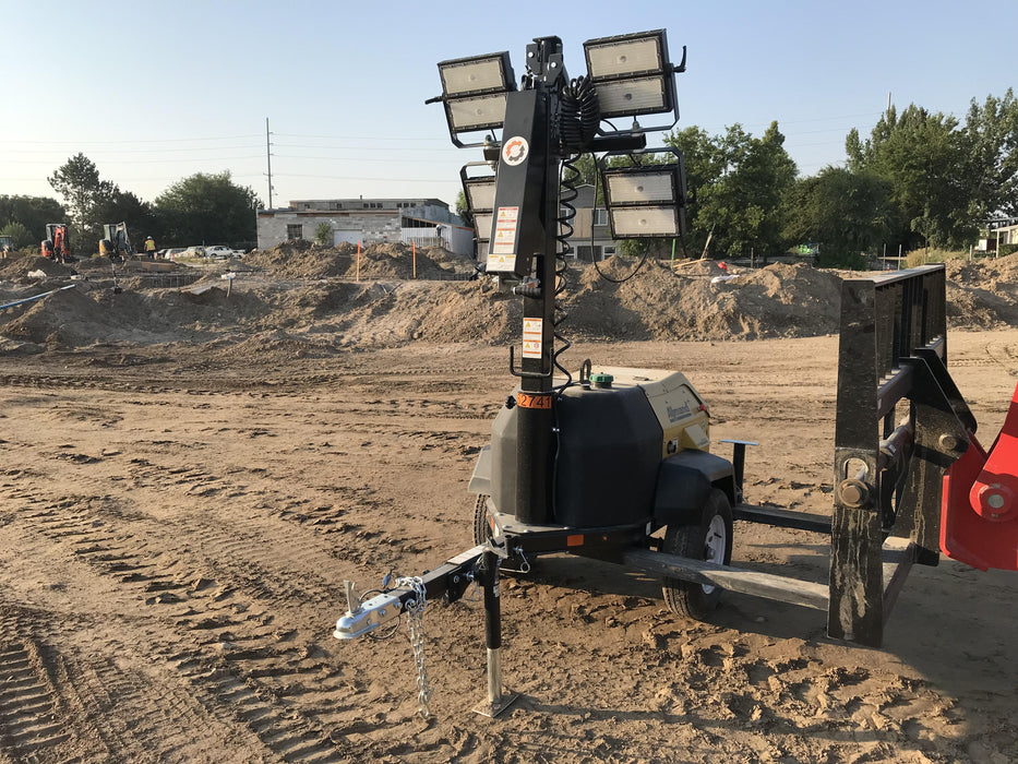 2021 Allmand NLV3GR (4) LED Light Fixture 350W, 23' Vertical Mast, 3kW Prime, Towable, Deep Sea L401, Leveling Jacks, Yanmar T4F 5.8hp