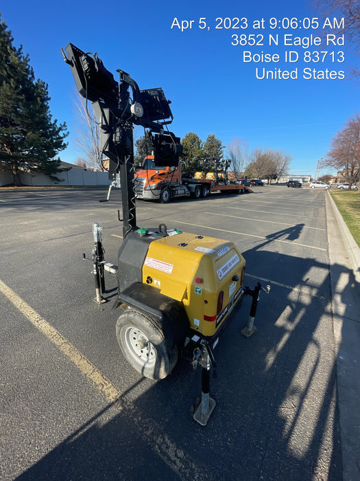 2022 Allmand NLV3GR (4) LED Light Fixture 350W, 23' Vertical Mast, 3kW Prime, Towable, Deep Sea L401, Leveling Jacks, Yanmar T4F 5.8hp