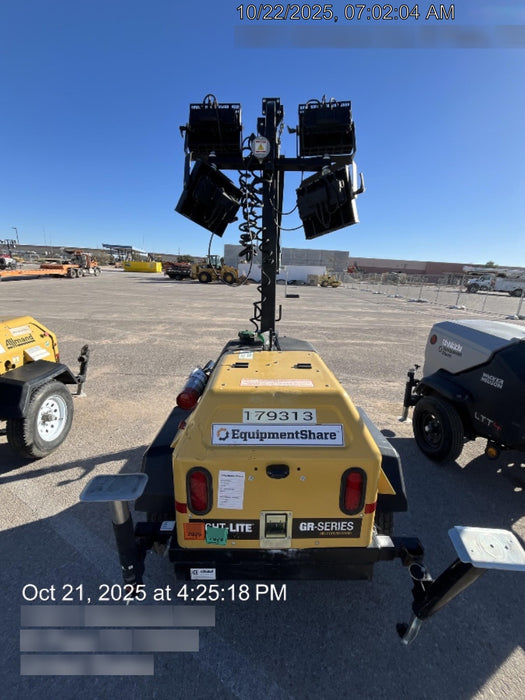 Allmand NLV3GR (4) LED Light Fixture 350W, 23' Vertical Mast, 3kW Prime, Towable, Deep Sea L401, Leveling Jacks, Yanmar T4F 5.8hp