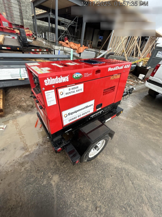 2022 Shindaiwa DGW400MDL Kubota D902 Engine, 23 HP, Dual Op Welder, Wire, Arc, Droop Stick, Tig, and CC Stick Functionality, Simulphase, 3 Phase and 1 Phase Gen Output, Single Axle NB Trlr, Slr Trckl Chrg 12V 12W, Fire Ext