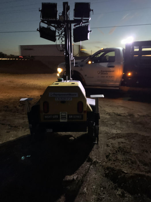 2021 Allmand NLV3GR (4) LED Light Fixture 350W, 23' Vertical Mast, 3kW Prime, Towable, Deep Sea L401, Leveling Jacks, Yanmar T4F 5.8hp