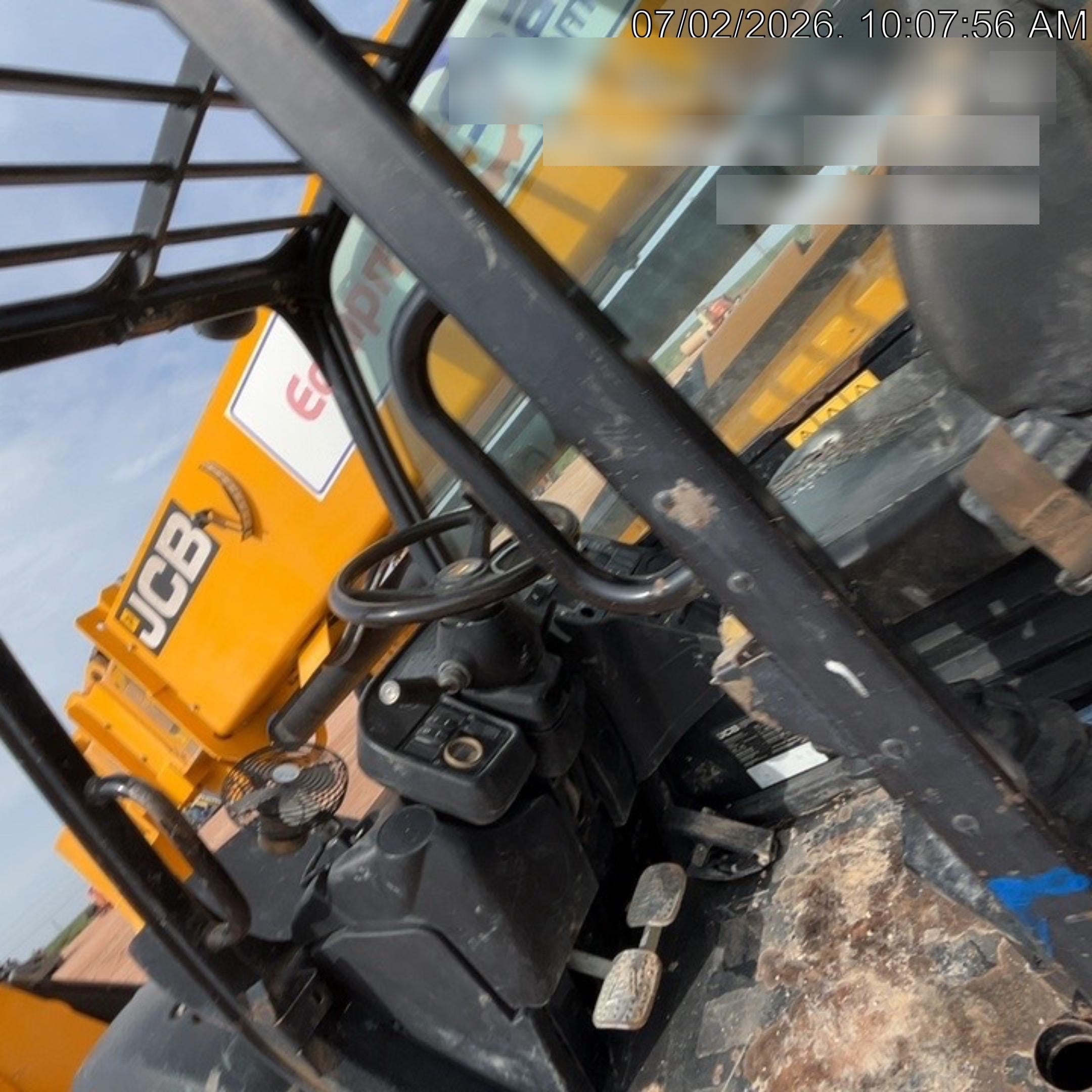 2019 JCB 510-56 74 HP w/Open ROPS, Beacon, Aux Hydraulics, Worklights, Solid Tires w/60" Carriage/Forks