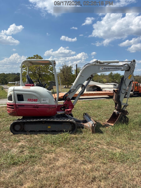 2019 Takeuchi TB240 Takeuchi TB240 Canopy w/Rubber Tracks, Auxiliary Hydraulics, Manual QC, Hydraulic Thumb, 12/18/24" Buckets