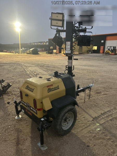 2022 Allmand NLV3GR (4) LED Light Fixture 350W, 23' Vertical Mast, 3kW Prime, Towable, Deep Sea L401, Leveling Jacks, Yanmar T4F 5.8hp