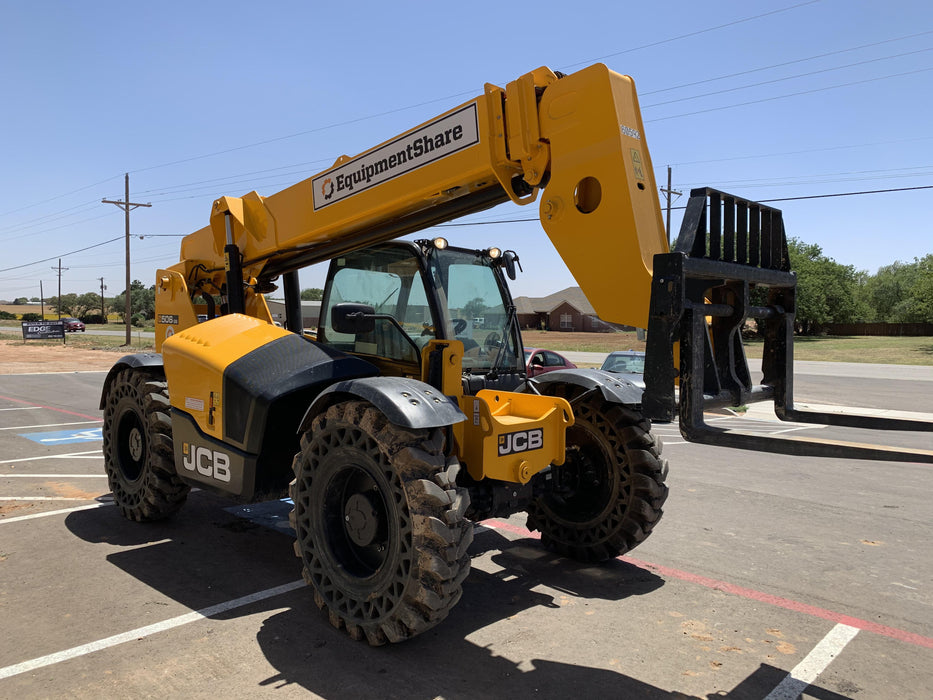 2020 JCB 506-36 Cab/Heat/Air, 74 HP, Solid Tires, STD Worklight, Beacon, Aux Hydraulics, Lifting Eye, Back up Alarm w/48" Carriage/48" Forks