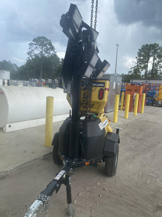 2022 Allmand NLV3GR (4) LED Light Fixture 350W, 23' Vertical Mast, 3kW Prime, Towable, Deep Sea L401, Leveling Jacks, Yanmar T4F 5.8hp