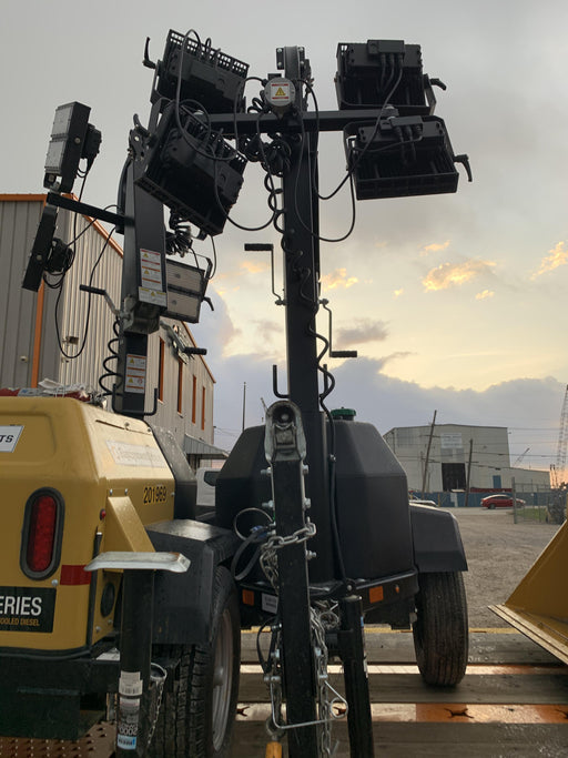 2022 Allmand NLV3GR (4) LED Light Fixture 350W, 23' Vertical Mast, 3kW Prime, Towable, Deep Sea L401, Leveling Jacks, Yanmar T4F 5.8hp