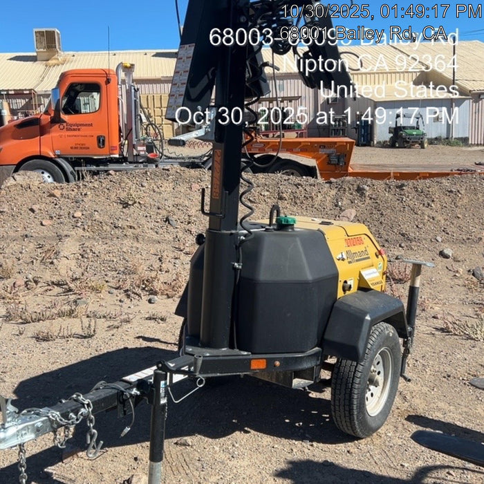 2022 Allmand NLV3GR (4) LED Light Fixture 350W, 23' Vertical Mast, 3kW Prime, Towable, ES Decals, T3