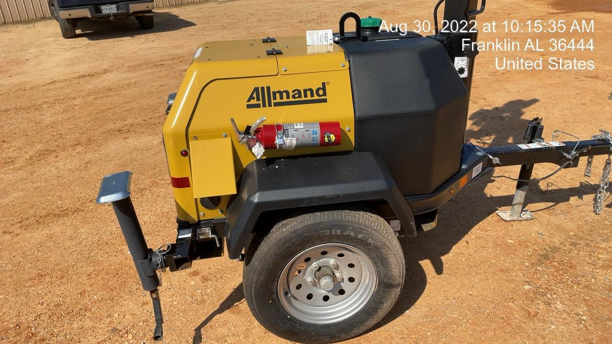 2022 Allmand NLV3GR (4) LED Light Fixture 350W, 23' Vertical Mast, 3kW Prime, Towable, Deep Sea L401, Leveling Jacks, Yanmar T4F 5.8hp