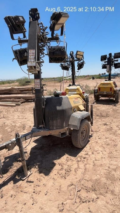 2022 Allmand NLV3GR (4) LED Light Fixture 350W, 23' Vertical Mast, 3kW Prime, Towable, Deep Sea L401, Leveling Jacks, Yanmar T4F 5.8hp