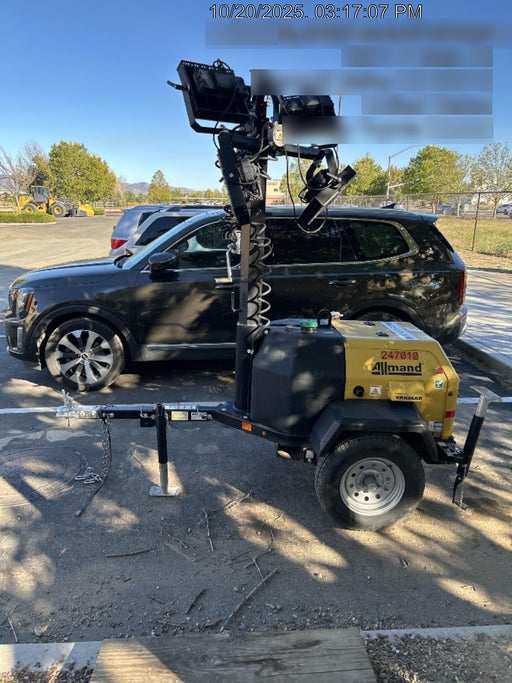 2022 Allmand NLV3GR (4) LED Light Fixture 350W, 23' Vertical Mast, 3kW Prime, Towable, ES Decals, T3