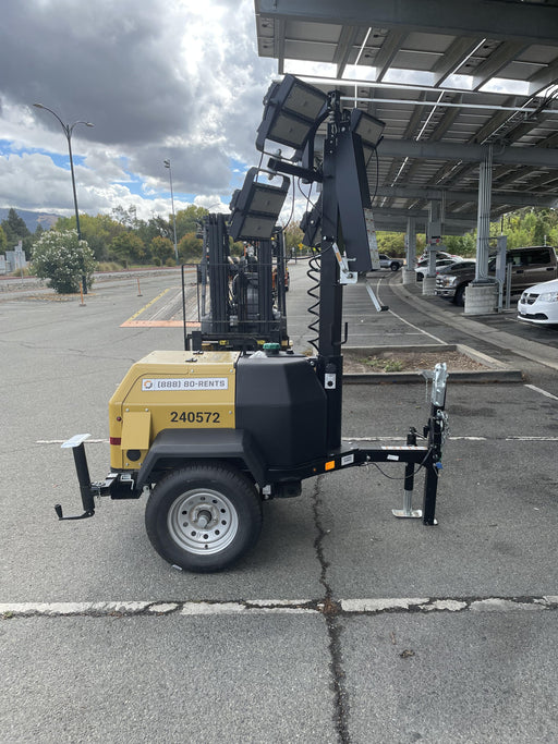 2022 Allmand NLV3GR (4) LED Light Fixture 350W, 23' Vertical Mast, 3kW Prime, Towable, Deep Sea L401, Leveling Jacks, Yanmar T4F 5.8hp