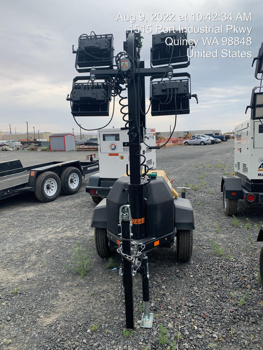 2021 Allmand NLV3GR (4) LED Light Fixture 350W, 23' Vertical Mast, 3kW Prime, Towable, Deep Sea L401, Leveling Jacks, Yanmar T4F 5.8hp