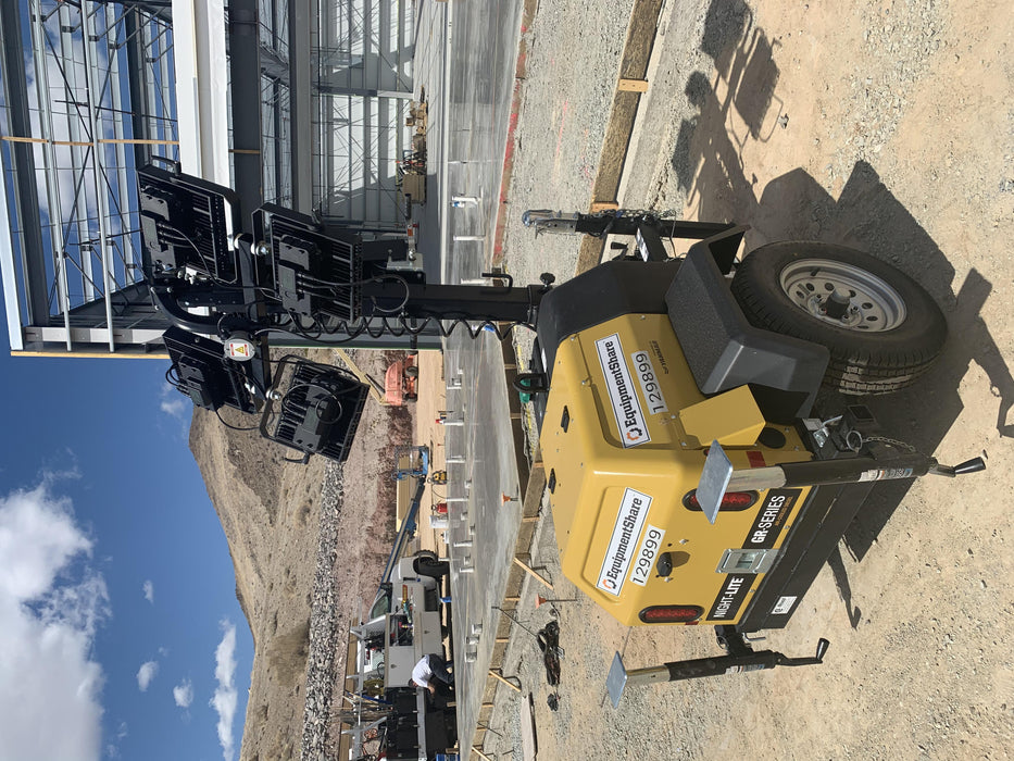 2021 Allmand NLV3GR (4) LED Light Fixture 350W, 23' Vertical Mast, 3kW Prime, Towable, Deep Sea L401, Leveling Jacks, Yanmar T4F 5.8hp