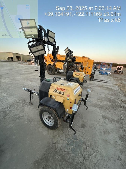 2022 Allmand NLV3GR (4) LED Light Fixture 350W, 23' Vertical Mast, 3kW Prime, Towable, ES Decals, T3