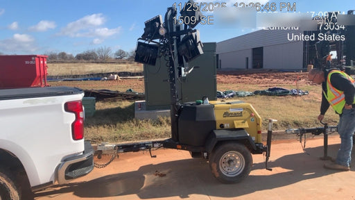 2022 Allmand NLV3GR (4) LED Light Fixture 350W, 23' Vertical Mast, 3kW Prime, Towable, Deep Sea L401, Leveling Jacks, Yanmar T4F 5.8hp